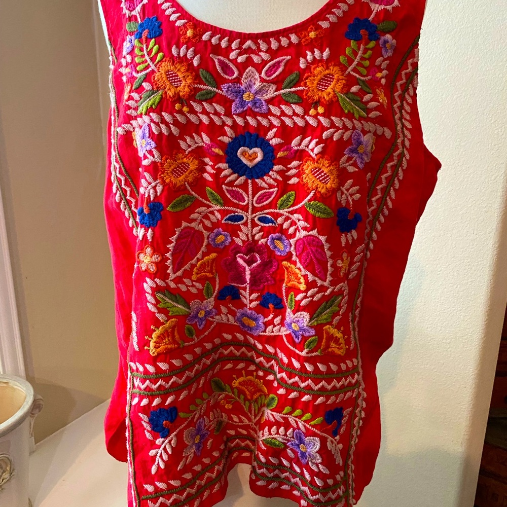 Johnny Was Linen Embroidery top, XLarge